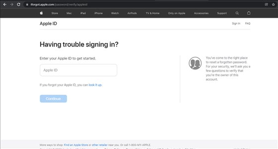 iforgot.apple.com 自助解锁入口截图