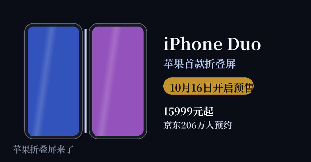 iPhone Duo折叠屏10月16日预售